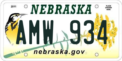 NE license plate AMW934