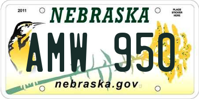NE license plate AMW950