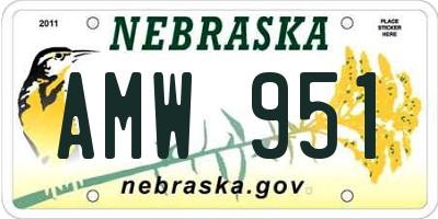 NE license plate AMW951