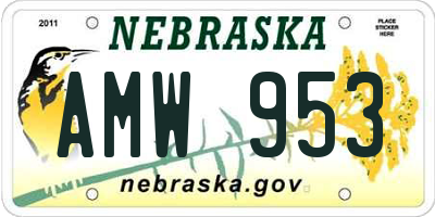 NE license plate AMW953