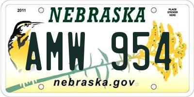 NE license plate AMW954