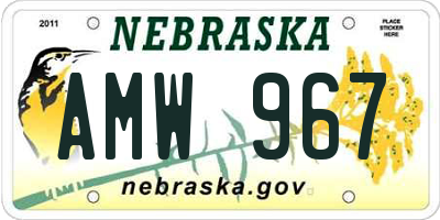 NE license plate AMW967