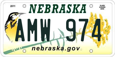 NE license plate AMW974