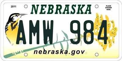 NE license plate AMW984