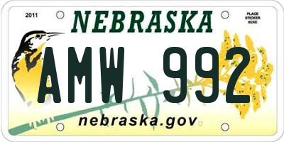 NE license plate AMW992