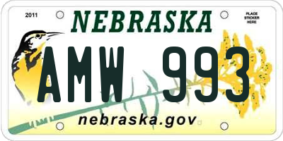 NE license plate AMW993