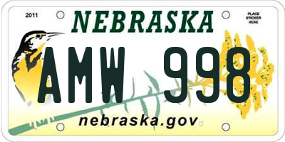 NE license plate AMW998