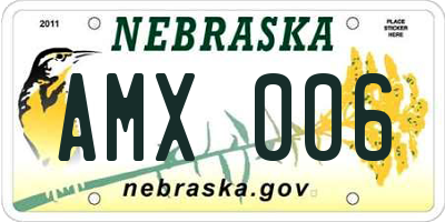 NE license plate AMX006
