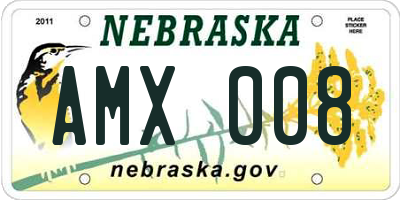 NE license plate AMX008