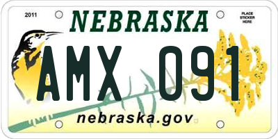 NE license plate AMX091