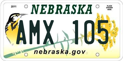 NE license plate AMX105