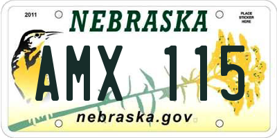 NE license plate AMX115