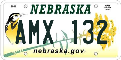 NE license plate AMX132