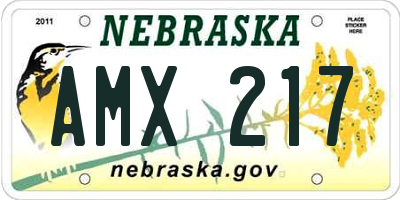 NE license plate AMX217