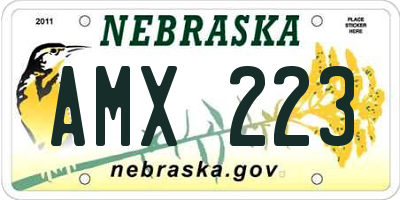 NE license plate AMX223