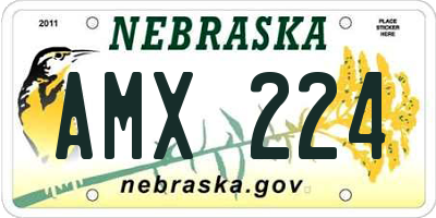 NE license plate AMX224