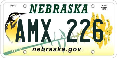 NE license plate AMX226