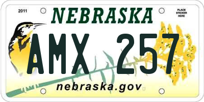 NE license plate AMX257