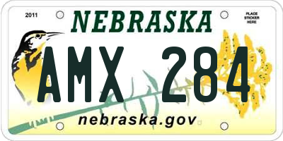 NE license plate AMX284