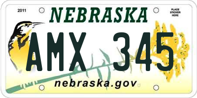 NE license plate AMX345
