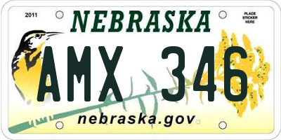 NE license plate AMX346