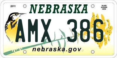 NE license plate AMX386