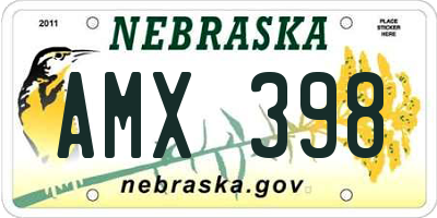 NE license plate AMX398