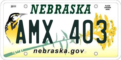 NE license plate AMX403