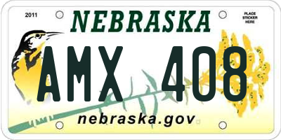 NE license plate AMX408
