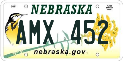 NE license plate AMX452