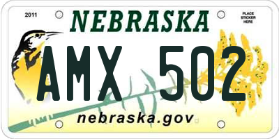 NE license plate AMX502