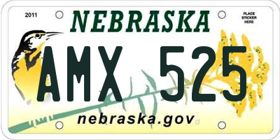 NE license plate AMX525