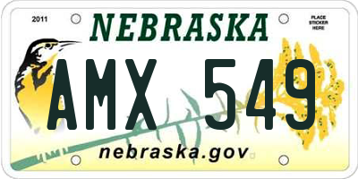 NE license plate AMX549