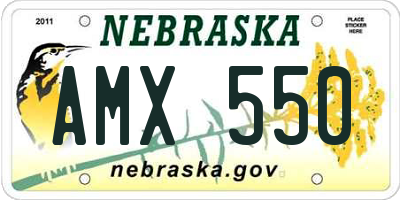NE license plate AMX550