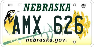 NE license plate AMX626