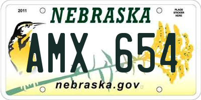 NE license plate AMX654