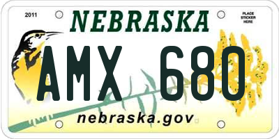 NE license plate AMX680