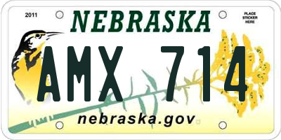 NE license plate AMX714