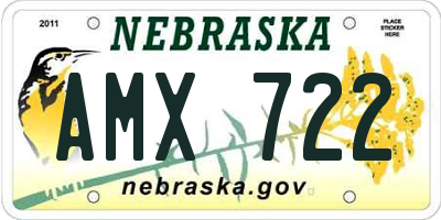 NE license plate AMX722