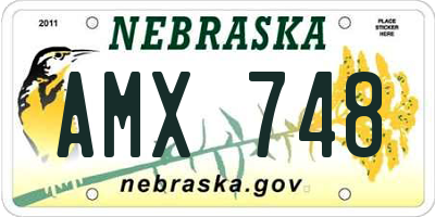 NE license plate AMX748