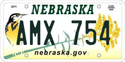 NE license plate AMX754