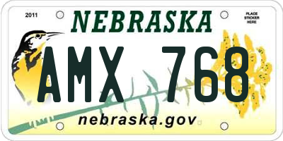 NE license plate AMX768