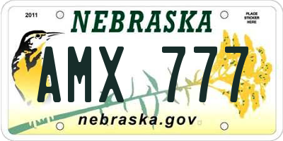 NE license plate AMX777