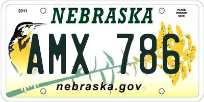 NE license plate AMX786