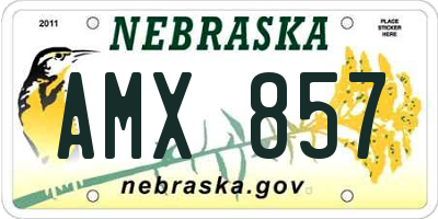 NE license plate AMX857