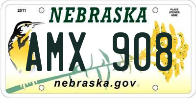 NE license plate AMX908