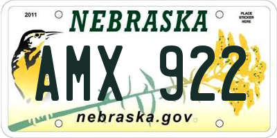 NE license plate AMX922