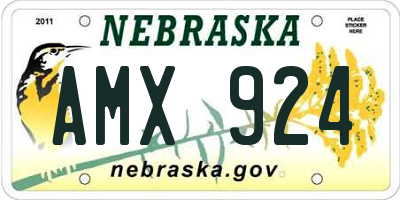 NE license plate AMX924