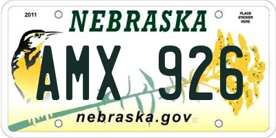 NE license plate AMX926