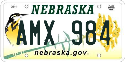 NE license plate AMX984
